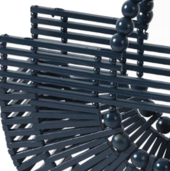 Black Bamboo Boho Beach Bag Woven Wicker Summer Tote Hippie Bohemian Purse New - Picture 3 of 8